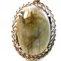 Large Vintage Sterling Silver Moss Agate Pendant