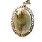 Large Vintage Sterling Silver Moss Agate Pendant