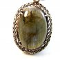 Large Vintage Sterling Silver Moss Agate Pendant