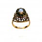 Faux Opal & Faux Green Garnets 18KHGE Ring Size 8 Unbranded 63015