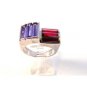 Vintage Sterling Silver Amythests Garnets Ring Sz 8
