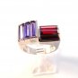 Vintage Sterling Silver Amythests Garnets Ring Sz 8