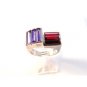Vintage Sterling Silver Amythests Garnets Ring Sz 8