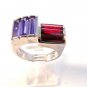 Vintage Sterling Silver Amythests Garnets Ring Sz 8