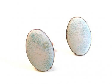 Vintage 1960 - 1970's Copper Enameled Oblong Cufflinks
