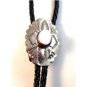 Southwest Silver Tone Pink Shell Leather Bolo