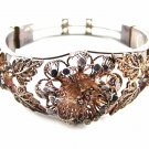True Vintage 1930's - 1950's Silver Flower Bracelet Unmarked 110714