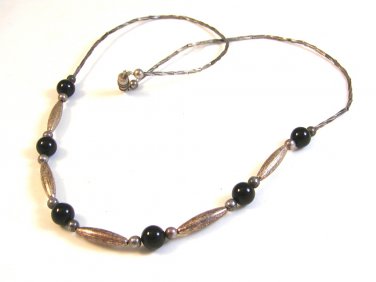 Southwest Sterling Silver & Black Onyx 20" Necklace