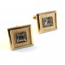 Vintage Gold Tone & Rhinestones Cufflinks