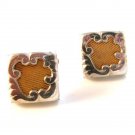 Vintage Deco Gold Tone Goldish Celluloid Cuff Links - A
