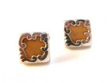 Vintage Deco Gold Tone Goldish Celluloid Cuff Links - A