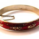 Vintage Siam Sterling Silver Red Niello Enamel Dancer Bracelet