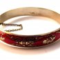 Vintage Siam Sterling Silver Red Niello Enamel Dancer Bracelet