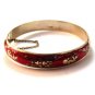 Vintage Siam Sterling Silver Red Niello Enamel Dancer Bracelet