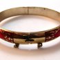 Vintage Siam Sterling Silver Red Niello Enamel Dancer Bracelet