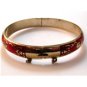 Vintage Siam Sterling Silver Red Niello Enamel Dancer Bracelet