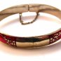 Vintage Siam Sterling Silver Red Niello Enamel Dancer Bracelet