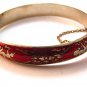 Vintage Siam Sterling Silver Red Niello Enamel Dancer Bracelet
