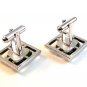 Vintage Silver Tone & Green Cufflinks By Sarah Coventry
