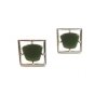 Vintage Silver Tone & Green Cufflinks By Sarah Coventry