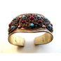 Vintage Tribal Silver Tone & Faux Coral & Turquoise Bracelet