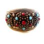 Vintage Tribal Silver Tone & Faux Coral & Turquoise Bracelet