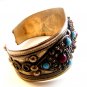 Vintage Tribal Silver Tone & Faux Coral & Turquoise Bracelet