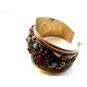 Vintage Tribal Silver Tone & Faux Coral & Turquoise Bracelet