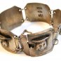 Vintage Signed Peru Sterling Silver Figures Panel Bracelet