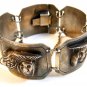 Vintage Signed Peru Sterling Silver Figures Panel Bracelet