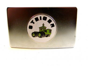 Vintage Steiger Construction Equipment Enameled Belt Buckle