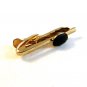 Vintage 1950's - 1960's Gold Tone Black Tie Clasp Signed HICKOK U.S.A.