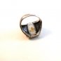 Vintage Sterling Silver & Moss Agate Picture Ring Size 9