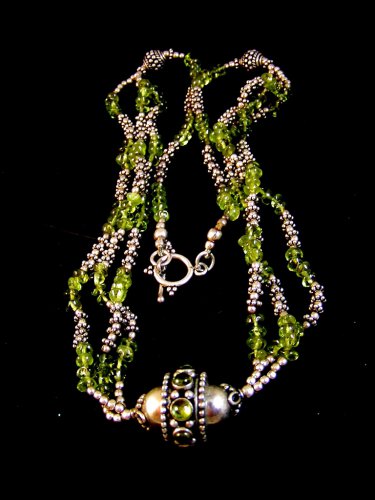 Vintage Tribal Silver & Peridot 20" Necklace