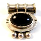 Vintage Sterling Silver & Black Onyx Drop Pendant