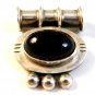 Vintage Sterling Silver & Black Onyx Drop Pendant