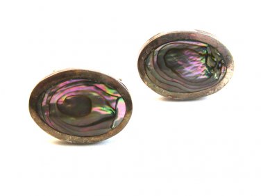 Vintage Mexican Alpaca Silver & Abalone Cufflinks