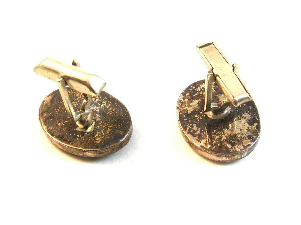 Vintage Mexico Sterling Silver Abalone Cufflinks A