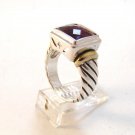 Vintage Sterling Silver Amythest 2 Tone Ring Sz 9