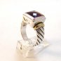Vintage Sterling Silver Amythest 2 Tone Ring Sz 9