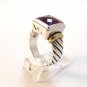 Vintage Sterling Silver Amythest 2 Tone Ring Sz 9