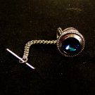Vintage Silvertone & Blue Rhinestone Tie Tac Unbranded 72815