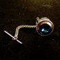 Vintage Silvertone & Blue Rhinestone Tie Tac Unbranded 72815