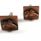 True Vintage 1950s-60s Copper Horse Head Cufflinks Not Marked 111414