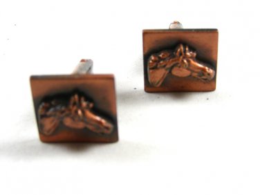 True Vintage 1950s-60s Copper Horse Head Cufflinks Not Marked 111414