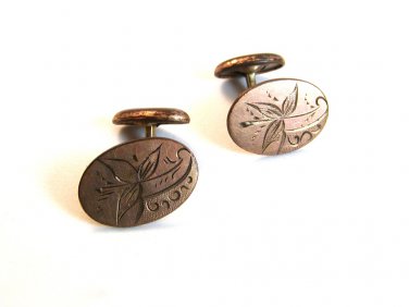 Vintage Victorian / Edwardian Gold Tone Flower Cufflinks