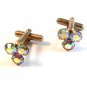 Vintage Gold Tone & Aurora Borealis Cufflinks