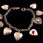 Vintage Sterling Silver Puffy Heart Charms USA American Flag & Bracelet