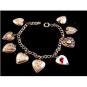 Vintage Sterling Silver Puffy Heart Charms USA American Flag & Bracelet