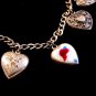 Vintage Sterling Silver Puffy Heart Charms USA American Flag & Bracelet